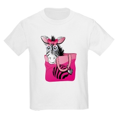 zebra in a bag kids t-shirts and clothing. available for adults too!